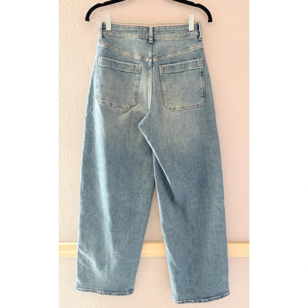 Madewell Curvy Emmett Wide Leg Jeans Patch Pocket Edition Light Wash Denim Sz 26 - Picture 4 of 4